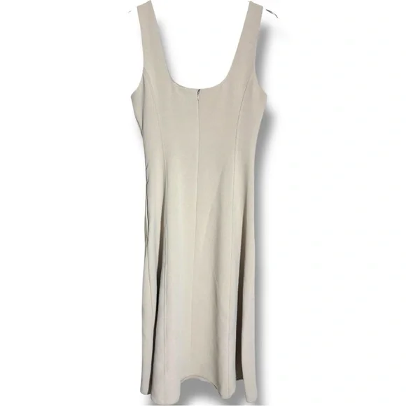 Joie Cream Sleeveless A-Line Square Neck Soft Fit & Flare Midi Dress - Picture 14 of 15